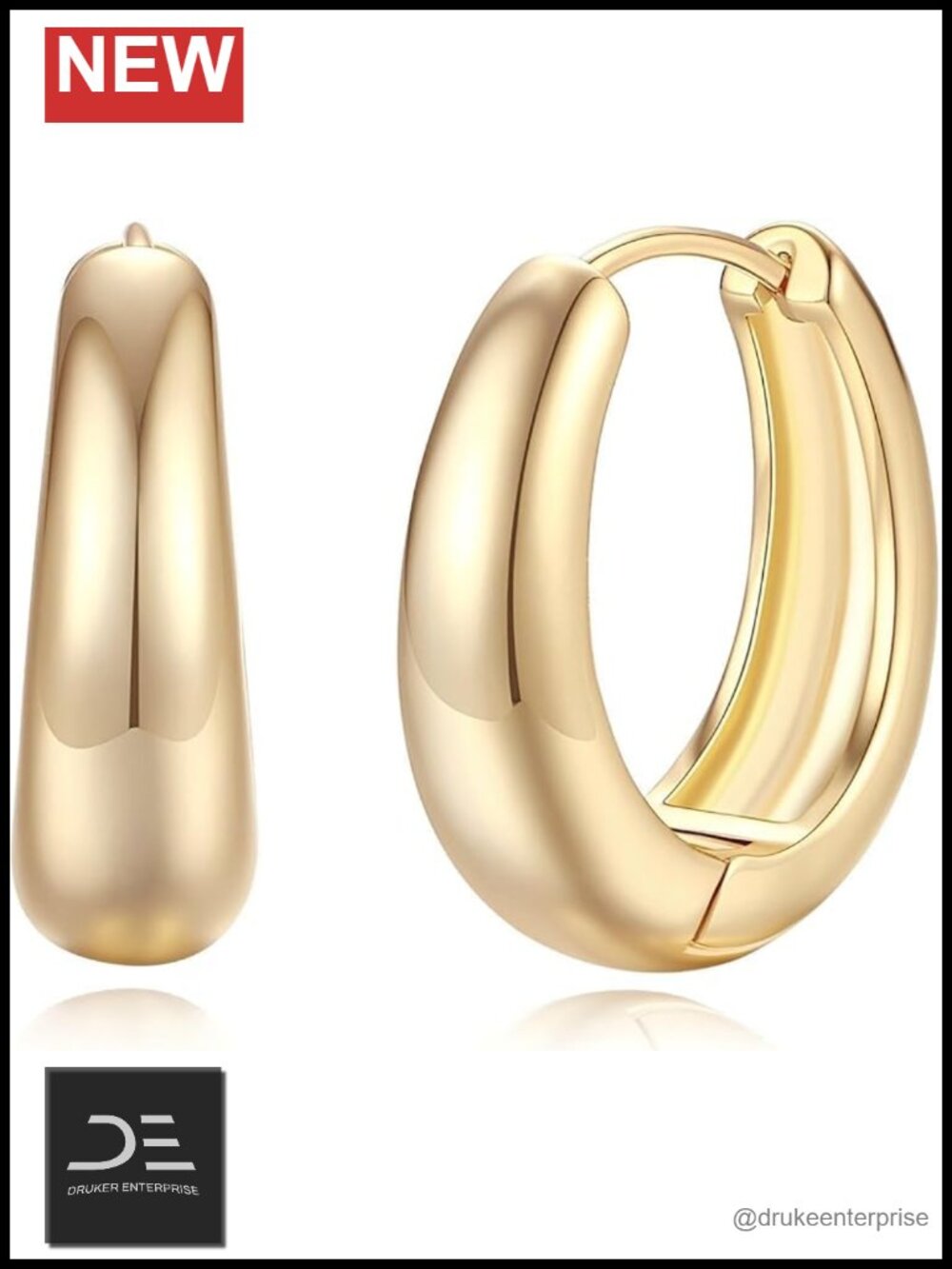 14K Gold Plated Hoop Earrings for Women Hypoallergenic Lightweight